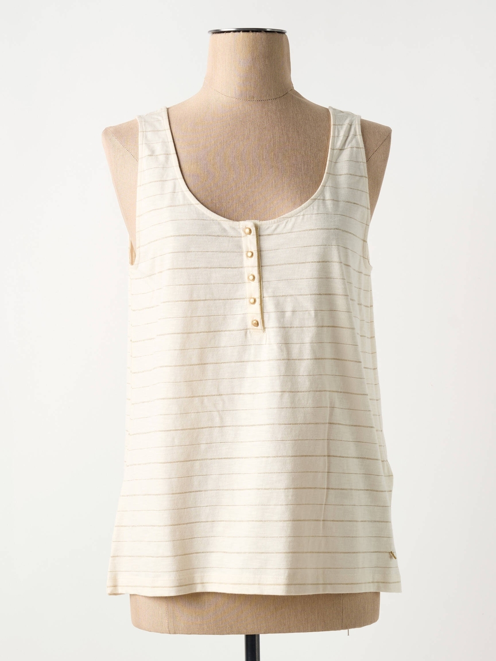 Des Petits Hauts | Zilka Striped Tank in Cream and Gold